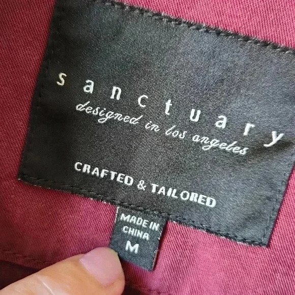 SANCTUARY anthro Roy Frayed Utility Jacket Wine Maroon sz M - Picture 11 of 16